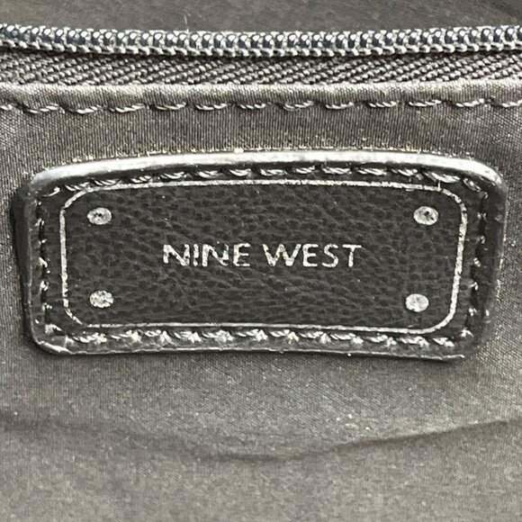 Nine West Taupe & Black Striped Faux Leather Black Tassel Detail Tote Bag Sz L - Picture 8 of 14